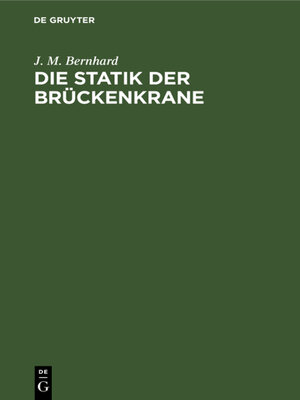 cover image of Die Statik der Brückenkrane